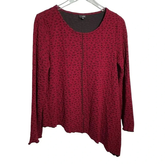 LISA BAYNE size Medium black red lagenlook tunic top asymmetric Hemline - Picture 6 of 6
